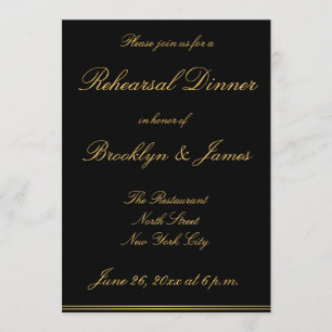Black Gold Élégant Mariage Invitations