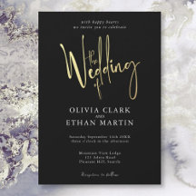 Black Gold Elegant Moderne Simple Invitation