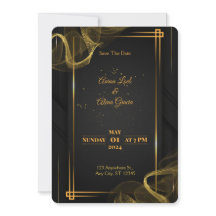 Black & Gold Elegant Wedding Invitation