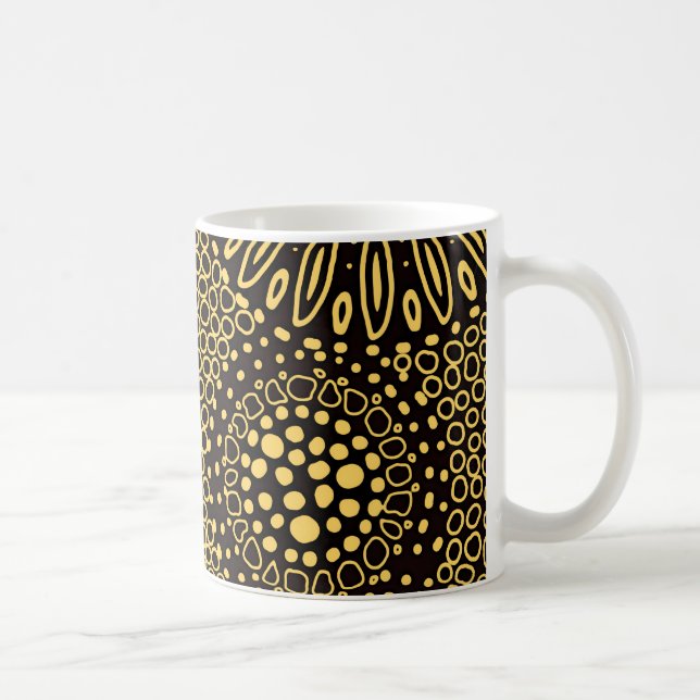 Black Gold Ethnic Floral Pattern Coffee Mug (Droite)