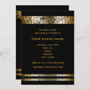 Black & Gold Faux Marble Elegant Invitation Événem