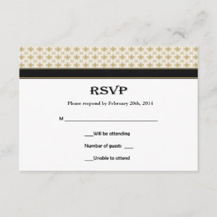 Black Gold Fleur de Lis Wedding Cartes RSVP