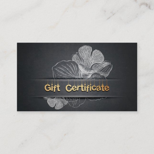 Black Gold Floral Salon Boutique Certificat cadeau (Devant)