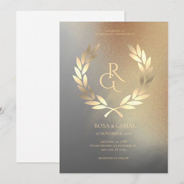 Black Gold Foil Texture Élégante invitation de mar (Devant / Derrière)
