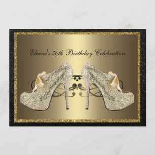 Black Gold High Heels 50e Invitation d'anniversair