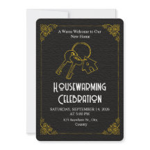 Black Gold Housewarming Invitation Editable