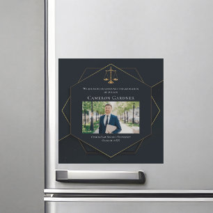 Black Gold Law School Photo Graduation Magnet Card