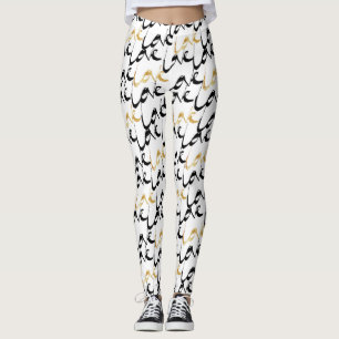 Black & Gold LOVE Leggings pour femmes