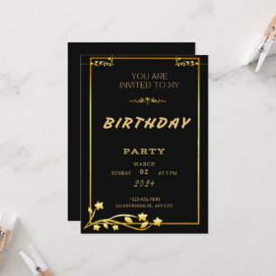 Black Gold Luxury Anniversaire Invitation