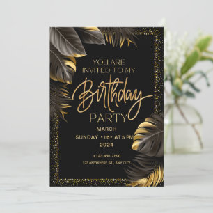 Black Gold Luxury Bonne Invitation de fête d'anniv