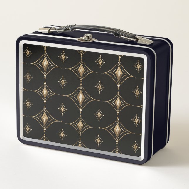Black & Gold Luxury Geometric Lunchbox (Devant)