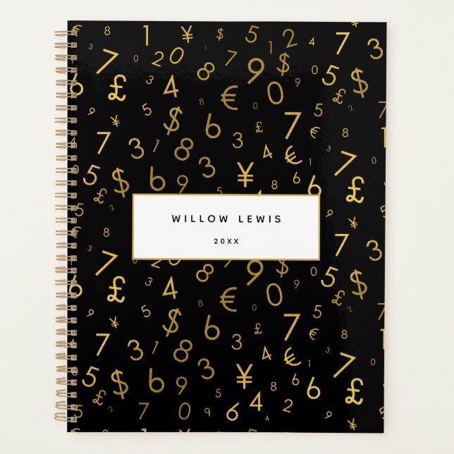 Black Gold Luxury Numéros Devise Symboles Motif (Devant)