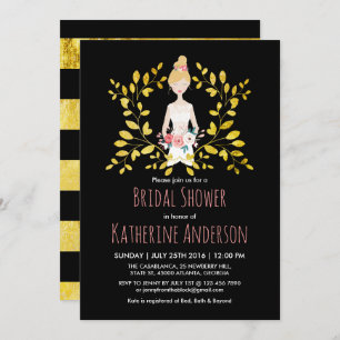 Black Gold Mariage robe nuptiale douche Invitation