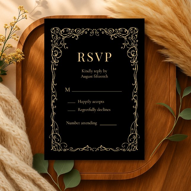 Black Gold Minimalist Wedding RSVP  (Créateur téléchargé)