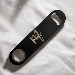 Black Gold Modern Script Girl Monogramme Nom