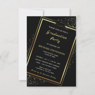 Black Gold Moderne Design Invitation de graduation