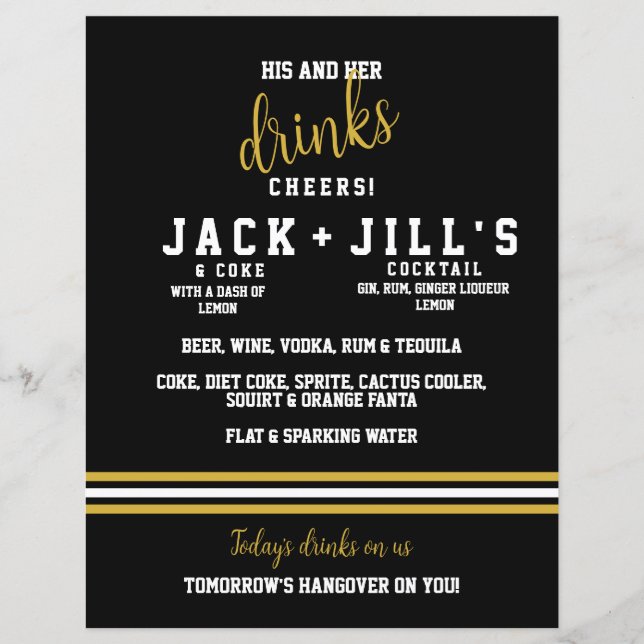 Black Gold moderne Sporty Son Mariage Boissons (Devant)