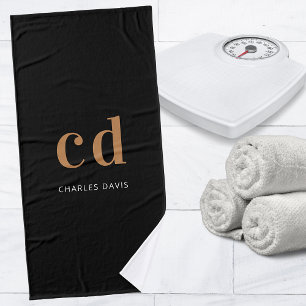 Black gold monogram initials name minimalist