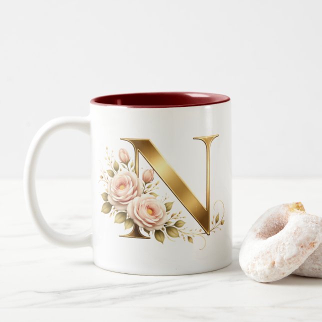 Black Gold Monogram N Mug (Avec donut)