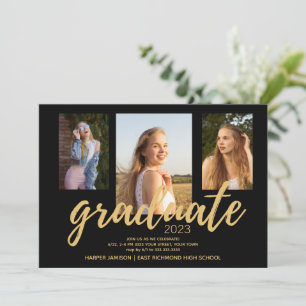 Black Gold Photo 2023 Graduation Party Invitation
