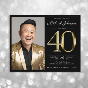 Black Gold Photo Budget 40e anniversaire Invitatio