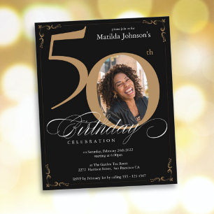 Black Gold Photo Budget 50e anniversaire Invitatio