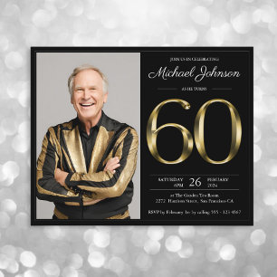Black Gold Photo Budget 60e anniversaire Invitatio