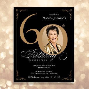 Black Gold Photo Budget 60e anniversaire Invitatio