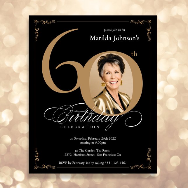 Black Gold Photo Budget 60e anniversaire Invitatio (Mockup View)