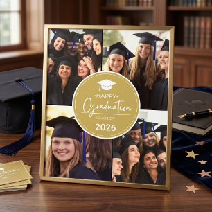 Black Gold Photo Collage Happy Graduation