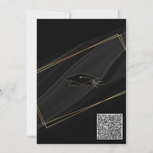 Black Gold QR Code Graduation Invitation Exemple