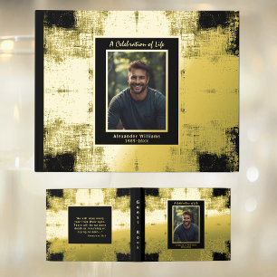 Black Gold Real Foil Funeral Livres d'invités Text