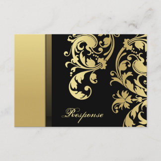 Black Gold Shimmer Floral Mariage Réponse RSVP