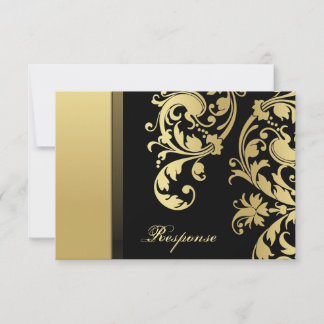 Black Gold Shimmer Floral Mariage Réponse RSVP