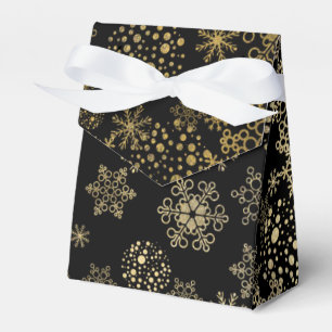 Black & Gold Snowflakes Ballotins de fête de vacan