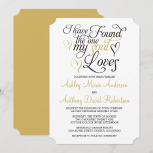 Black Gold Soul Aime Faire-part de mariage coeur