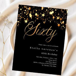 Black gold stars budget 60e anniversaire invitatio