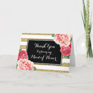 Black Gold Stripe rose Floral Merci Maid of Honor