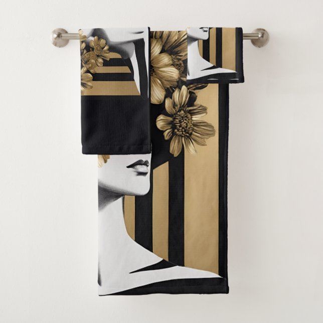 Black Gold Stripes Fleurs Femme (En situation)