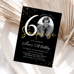 Black Gold Surprise 60e anniversaire Invitation ph