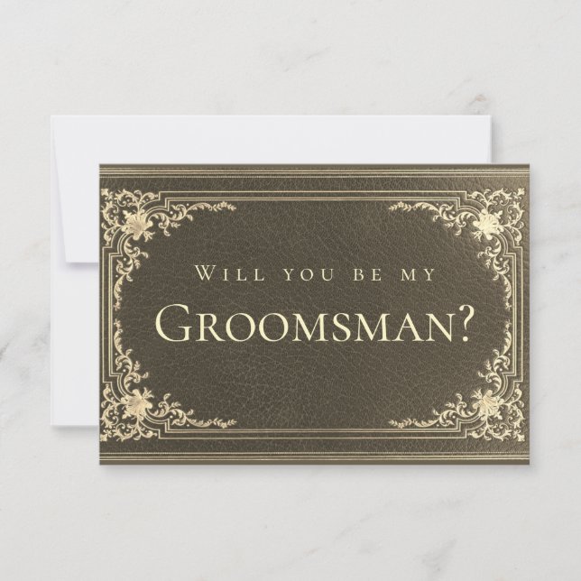 Black Gold Vintage Elegant Groomsman Proposition (Devant)