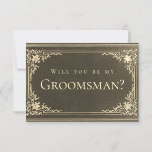 Black Gold Vintage Elegant Groomsman Proposition