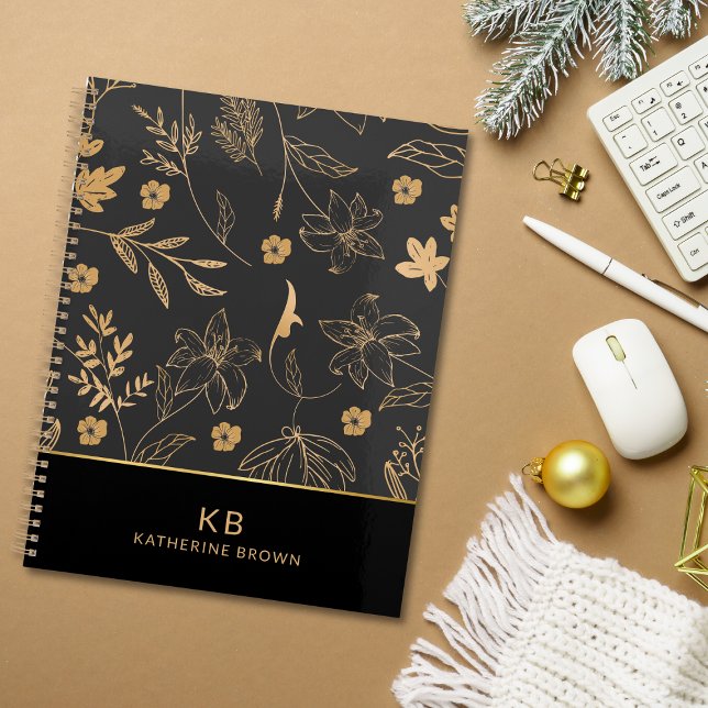 Black Gold Wildflowers floral bloom 2026  planner (Créateur téléchargé)