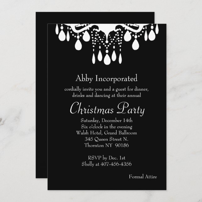 Black Grand Ballroom Fête de Noël Invitation (Devant / Derrière)