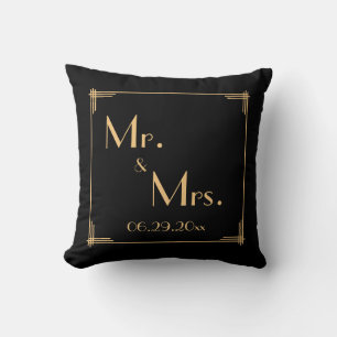 Black Great Gatsby Art Déco Mariage Coussins