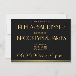 Black Great Gatsby Invitations de répétition Maria