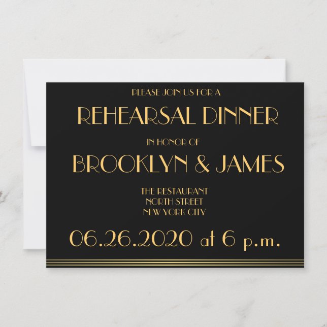 Black Great Gatsby Invitations de répétition Maria (Devant)