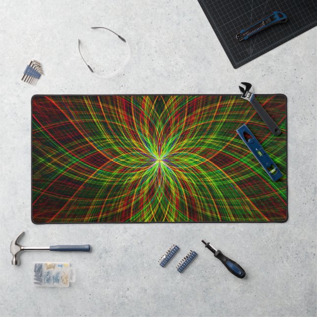 Black Green & Red Mandala Cool Modern Trippy Neon (Poste de travail)