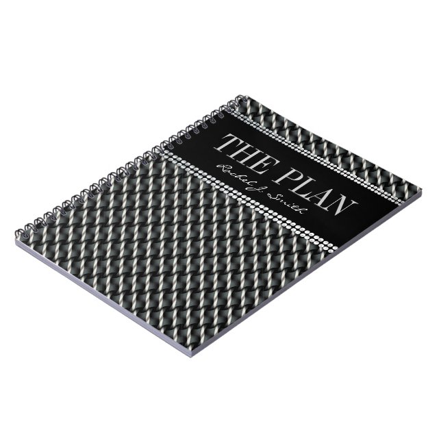 Black Grek Dark Textile Motif Carnet personnalisé (Côté gauche)