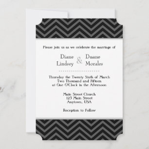 Black Grey Blanc Chevron Invitations de mariage